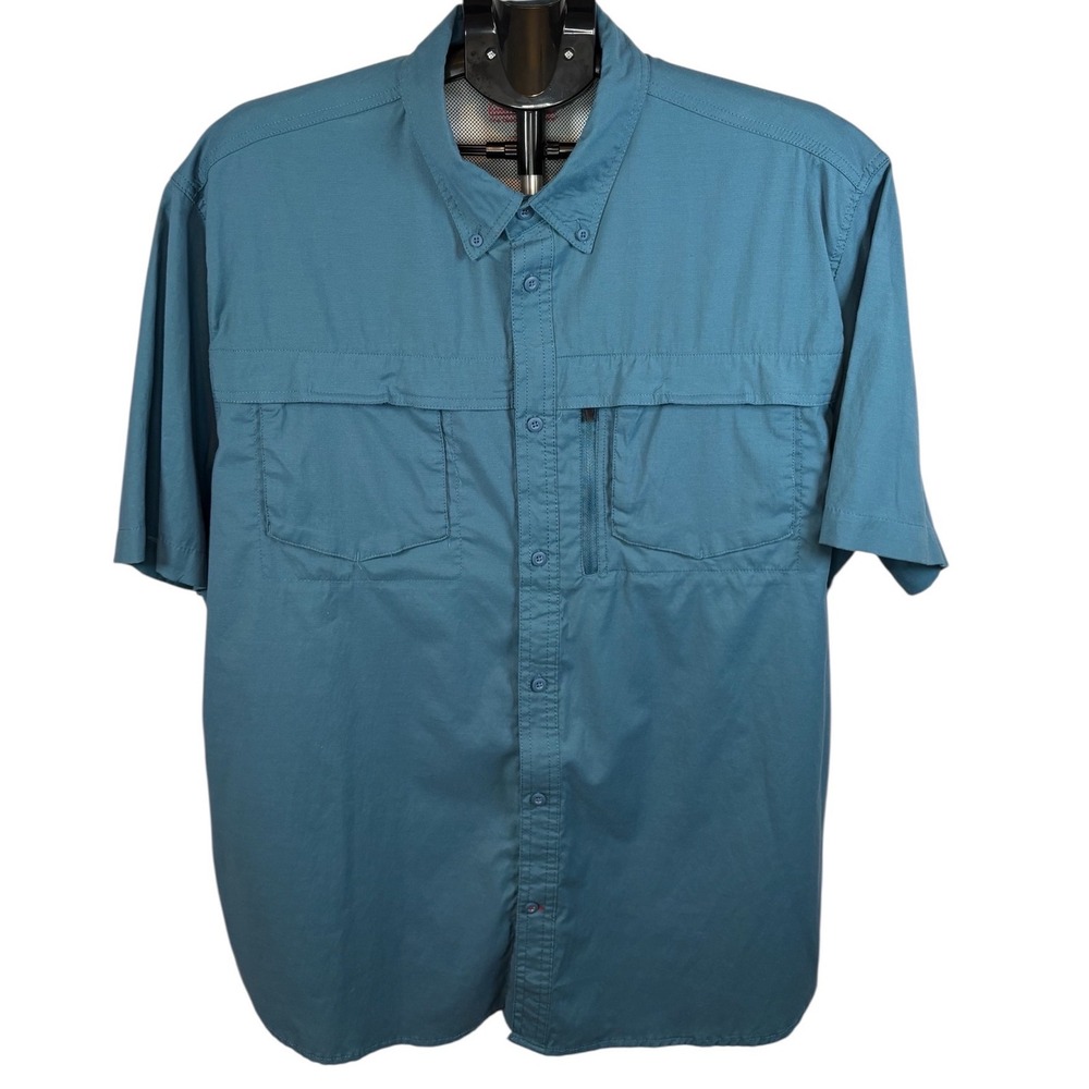 Coleman Mens XXL Teal Blue Short Sleeve Fishing Shirt Mesh Vent SACS9A2145